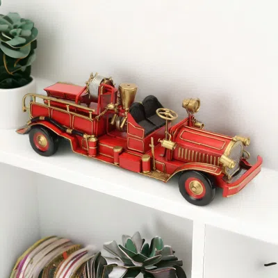 Homezia 6" Red And Gold Metal Hand Painted Model Car