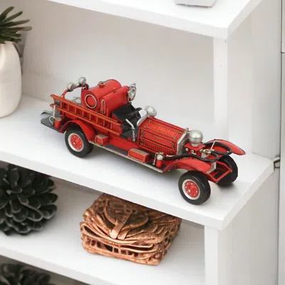 Homezia 6" Red And Silver Metal Hand Painted Model Car