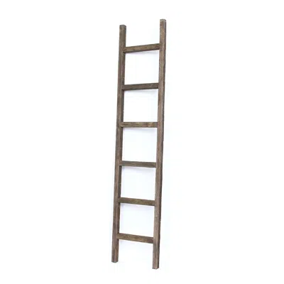 Homezia 6 Step Rustic Espresso Wood Ladder Shelf In Brown