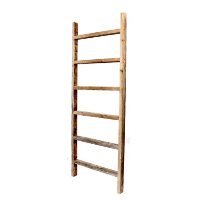 Homezia 6 Step Rustic Weathered Grey Wood Ladder Shelf In Blue