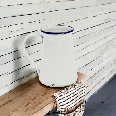 Homezia 6" White And Black Metal Rustic Decorative Water Jug
