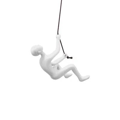 Homezia 6" White Unique Resin Climbing Man With Rope Wall Art