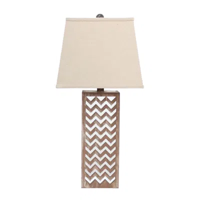 Homezia 6 X 6 X 27.5 Tan Metal Mirror - Table Lamp In Gray