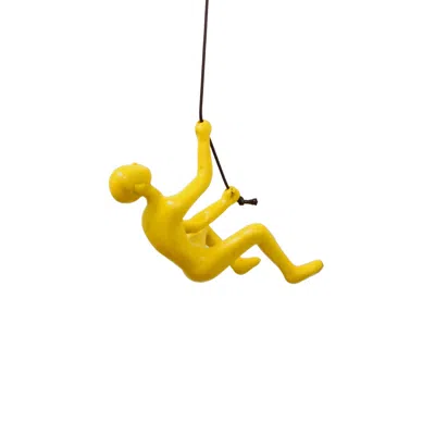 Homezia 6" Yellow Unique Climbing Man With Rope Wall Art In Brown