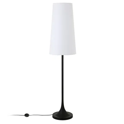 Homezia 60" Black Novelty Floor Lamp With White Frosted Glass Drum Shade In Blue
