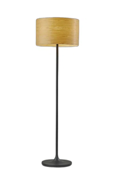 Homezia 60" Black Traditional Shaped Floor Lamp With Brown Drum Shade