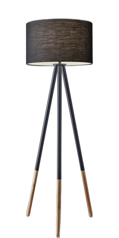 Homezia 60" Black Tripod Floor Lamp With Black Drum Shade