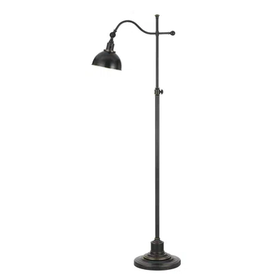 Homezia 60" Bronze Adjustable Traditional Shaped Floor Lamp With Black Dome Shade