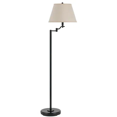 Homezia 60" Bronze Swing Arm Floor Lamp With Beige Empire Shade In Black