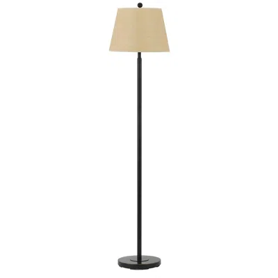 Homezia 60" Bronze Traditional Shaped Floor Lamp With Tan Square Shade In Brown