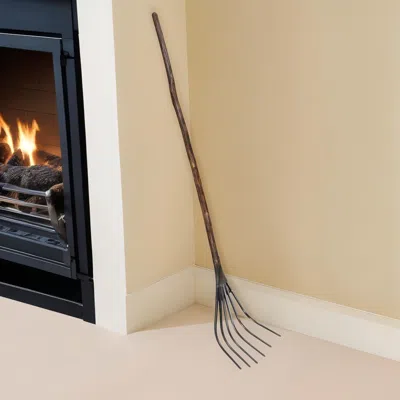 Homezia 60" Brown And Black Wood And Metal Decorative Rake Sculpture