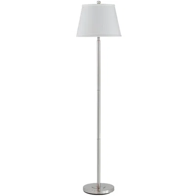 Homezia 60" Nickel Traditional Shaped Floor Lamp With White Square Shade In Brown