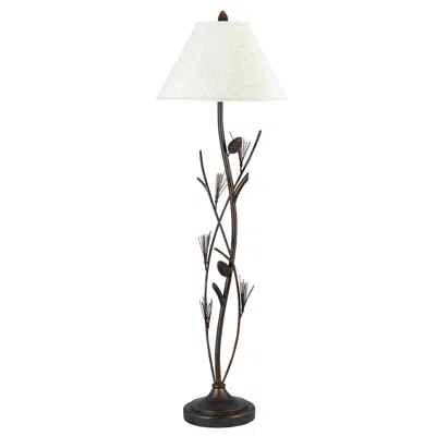 Homezia 60" Rusted Traditional Shaped Floor Lamp With Brown Empire Shade
