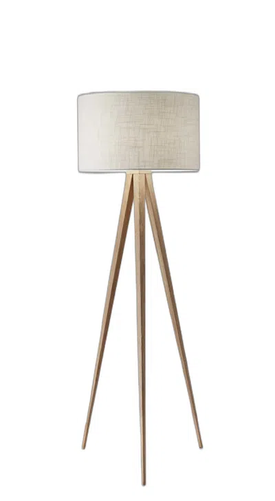 Homezia 60" Tripod Floor Lamp With White Drum Shade In Brown