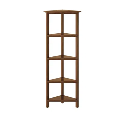 Homezia 60" Walnut Solid Wood Four Tier Corner Bookcase