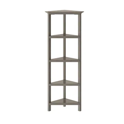 Homezia 60" Washed Grey Solid Wood Corner Bookcase
