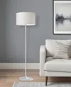 Homezia 60" White Metal Floor Lamp With White Drum Shade