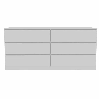 Homezia 60" White Six Drawer Double Dresser