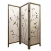 Homezia 60 X 1 X 63 Brown Fabric And Wood 3 Panel Screen