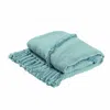 Homezia 60" X 50" Blue Woven Cotton Throw Blanket With Fringe