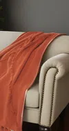 Homezia 60" X 50" Orange Woven Cotton Throw Blanket With Fringe