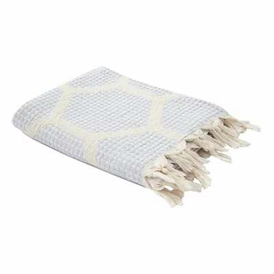 Homezia 60" X 50" Purple Woven Cotton Geometric Throw Blanket With Fringe