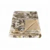 Homezia 60" X 50" Tan Knitted Rabbit Fur Animal Print Throw Blanket