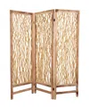 Homezia 60 X 69 Brown 3 Panel Wood Foldable Screen