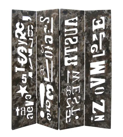 Homezia 60" X 71" Brown Distressed Wooden Screen