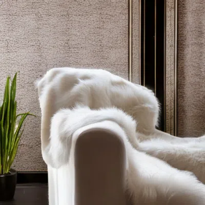 Homezia 60" X 86" Royal White Long Hair Faux Fur Throw