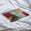 Homezia 60" X 90" Blue Black And Brown Kantha Cotton Patchwork Throw Blanket With Embroidery