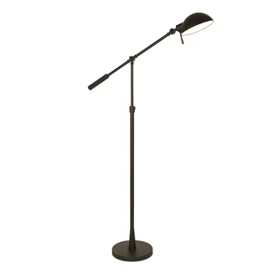 Homezia 61" Black Adjustable Swing Arm Floor Lamp With Black Cone Shade In Blue