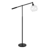 Homezia 61" Black Reading Floor Lamp With Clear Seeded Glass Globe Shade