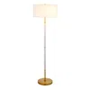 Homezia 61" Brass Two Light Floor Lamp With White Frosted Glass Drum Shade