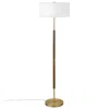Homezia 61" Brass Two Light Floor Lamp With White Frosted Glass Drum Shade