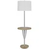 Homezia 61" Chrome Tray Table Floor Lamp With White Square Shade
