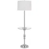 Homezia 61" Chrome Tray Table Floor Lamp With White Transparent Glass Square Shade