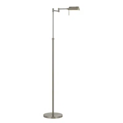 Homezia 61" Nickel Adjustable Swing Arm Floor Lamp In Brown