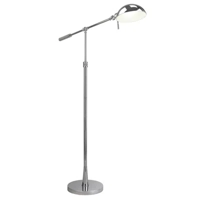 Homezia 61" Nickel Adjustable Swing Arm Floor Lamp With Nickel No Pattern Cone Shade In Black