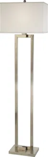 Homezia 61" Nickel Traditional Shaped Floor Lamp With White Rectangular Shade