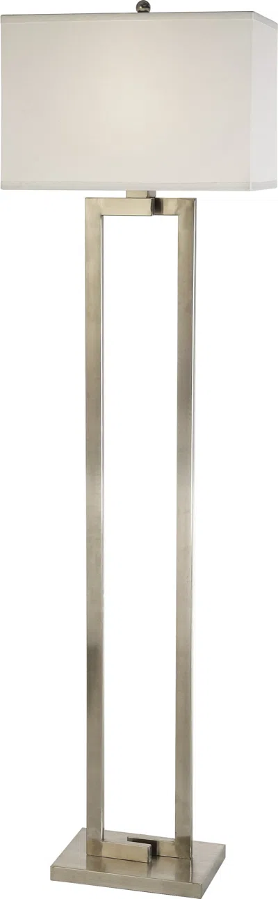 Homezia 61" Nickel Traditional Shaped Floor Lamp With White Rectangular Shade In Black