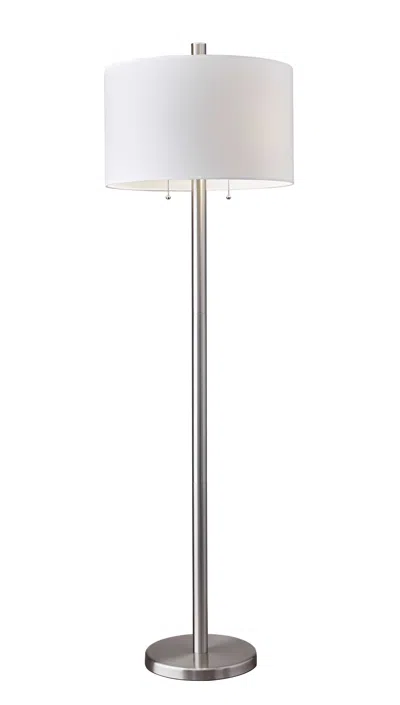 Homezia 61" Two Light Traditional Shaped Floor Lamp With White Drum Shade