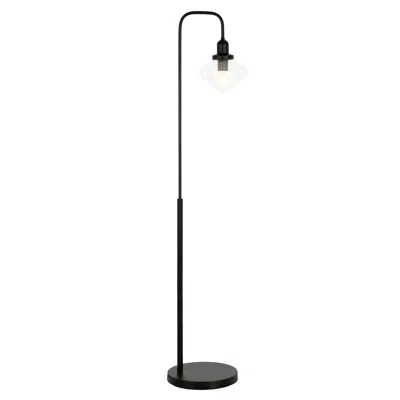 Homezia 62" Black Arched Floor Lamp With Clear Transparent Glass Shade