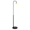 Homezia 62" Black Arched Floor Lamp With White Frosted Glass Cone Shade