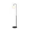 Homezia 62" Black Arched Floor Lamp With White Frosted Glass Globe Shade