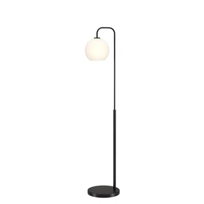Homezia 62" Black Arched Floor Lamp With White Frosted Glass Globe Shade