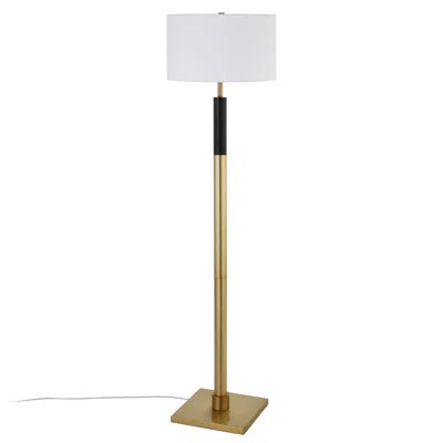 Homezia 62" Black Traditional Shaped Floor Lamp With White Frosted Glass Drum Shade