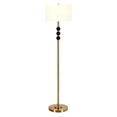 Homezia 62" Black Traditional Shaped Floor Lamp With White Frosted Glass Drum Shade In Burgundy