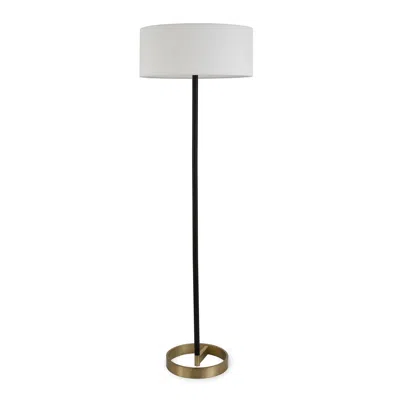 Homezia 62" Black Traditional Shaped Floor Lamp With White Frosted Glass Drum Shade