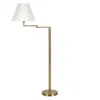 Homezia 62" Brass Swing Arm Floor Lamp With White Frosted Glass Empire Shade